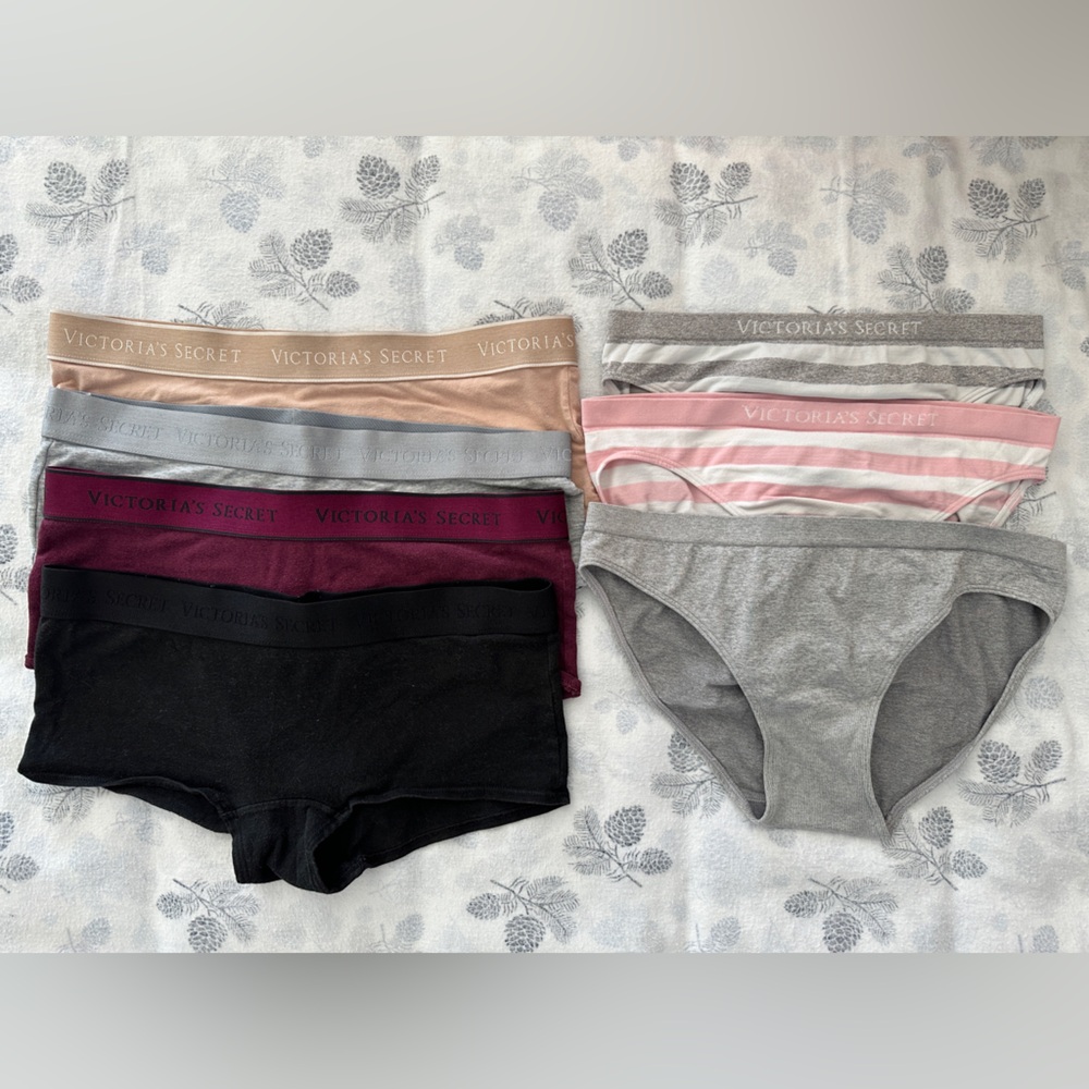 Victoria's Secret Women’s Bottoms 7 Set - Black, Burgundy, Nude, Gray, Pink